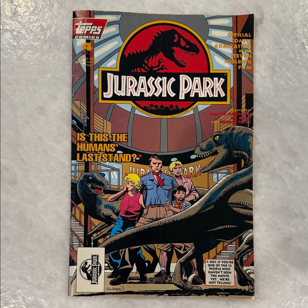 Topps Jurassic Park Comic with Red and Blue Cover